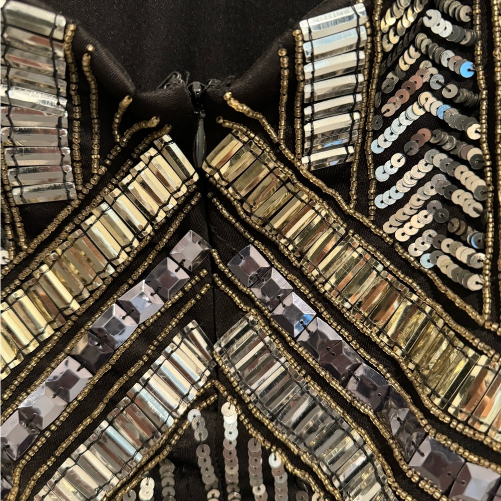 Peace + Love Black High Neck Embellished Bodycon Dress - Picture 14 of 16